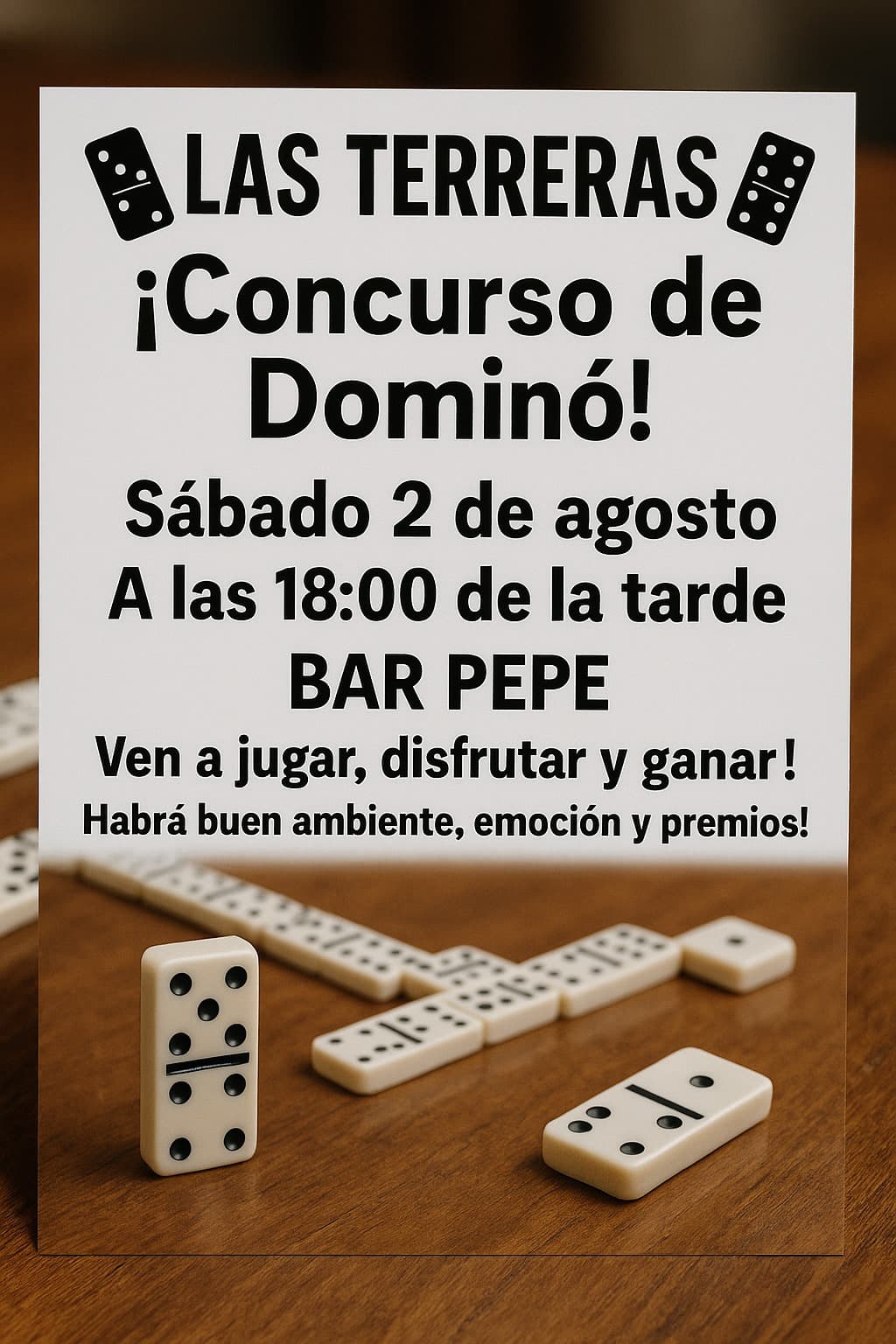 Poster del Torneo de Dominó de Las Fiestas de Las Terreras 2025