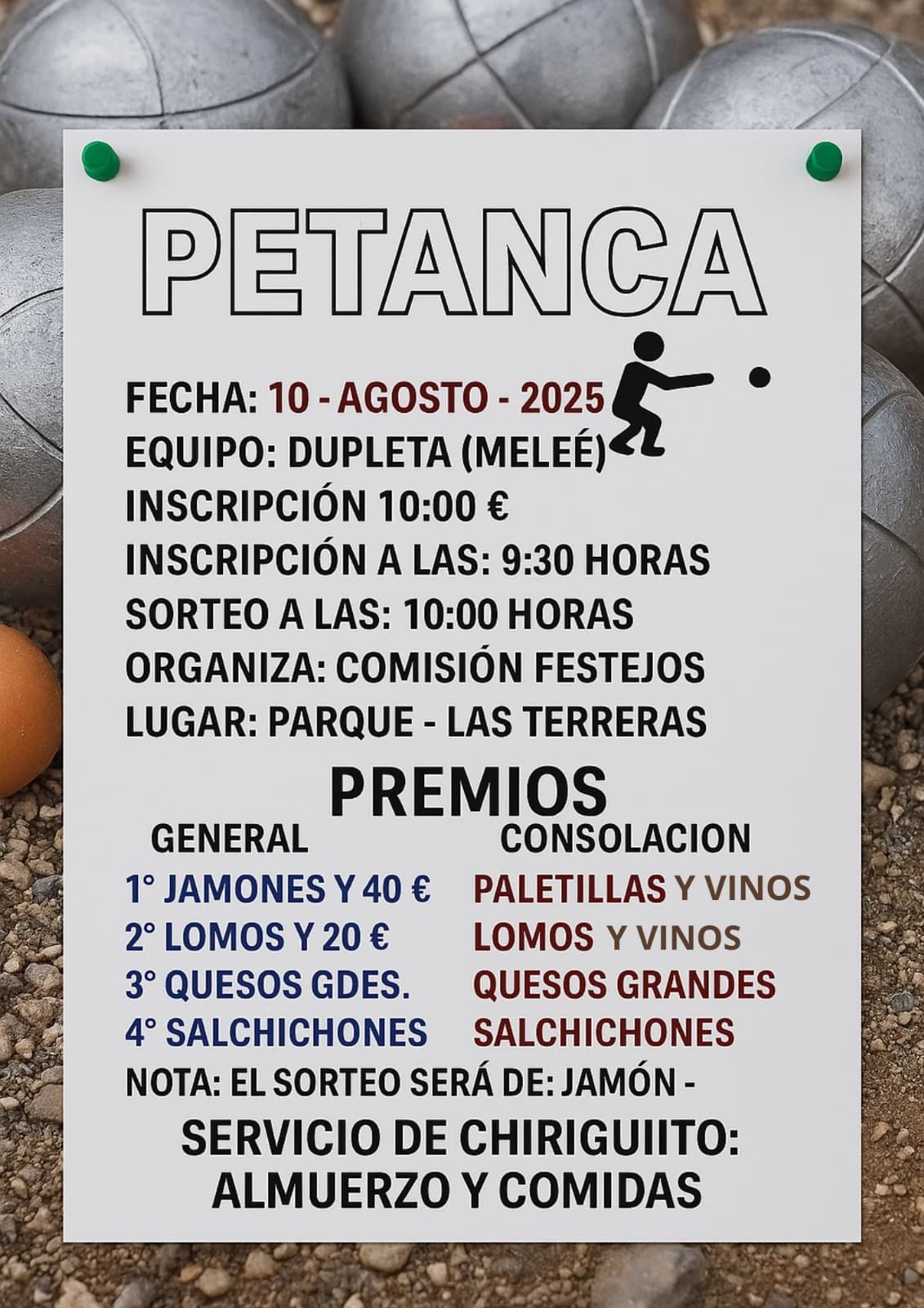 Poster del concurso de petanca de Las Fiestas de Las Terreras 2025